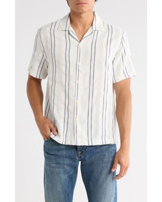 Cactus Man White Textured Short Sleeve Camp Shirt for men