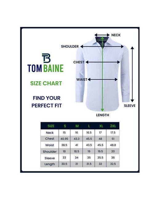 Tom Baine Blue Regular Fit Performance Stretch Long Sleeve Button Front Shirt for men