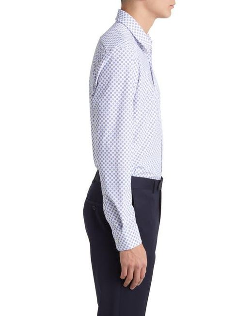 Boss White Liam Regular Fit Geometric Print Button-Up Shirt for men