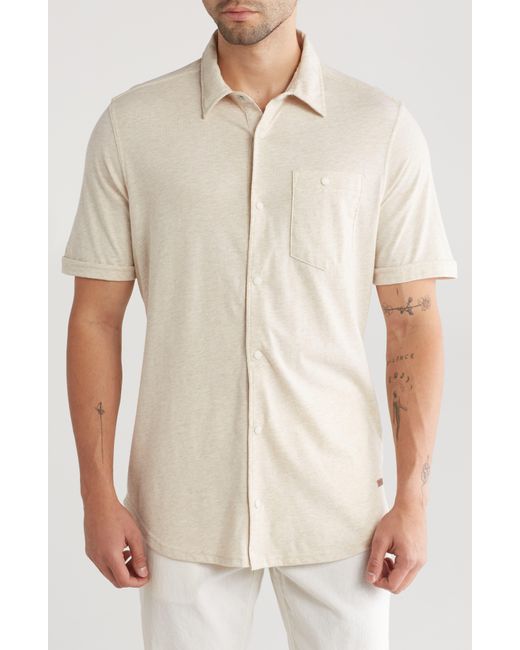 Buffalo David Bitton Natural Elvison Short Sleeve Jersey Button-up Shirt for men