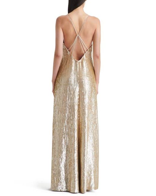 Twp Natural Josephine Sequin Sleeveless Silk Gown