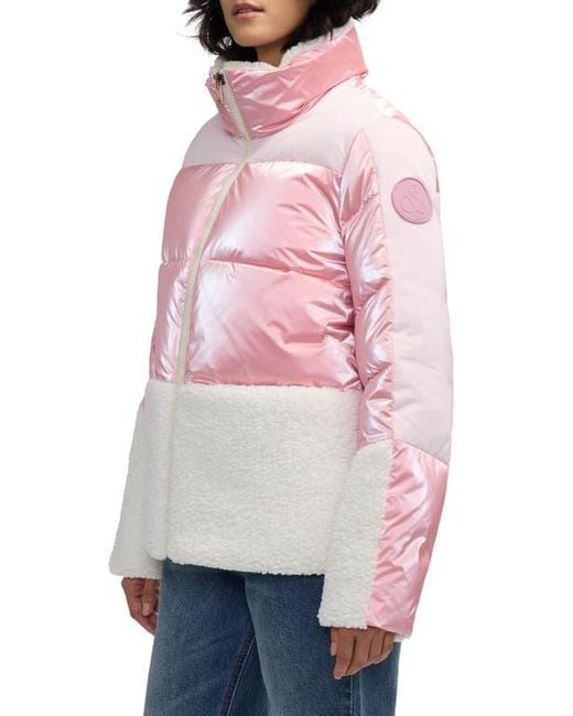 Scotch & Soda Pink Selma Mixed Media Water Repellent Jacket