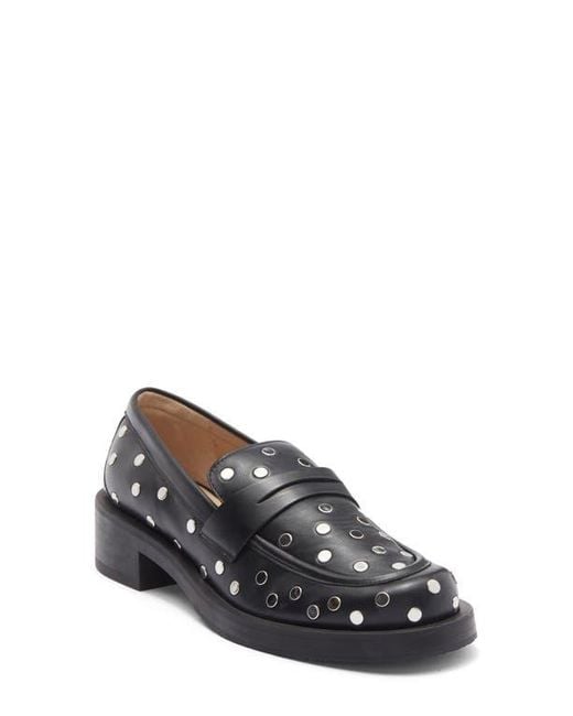 Stuart Weitzman Black Palmer Bold Stud Loafer