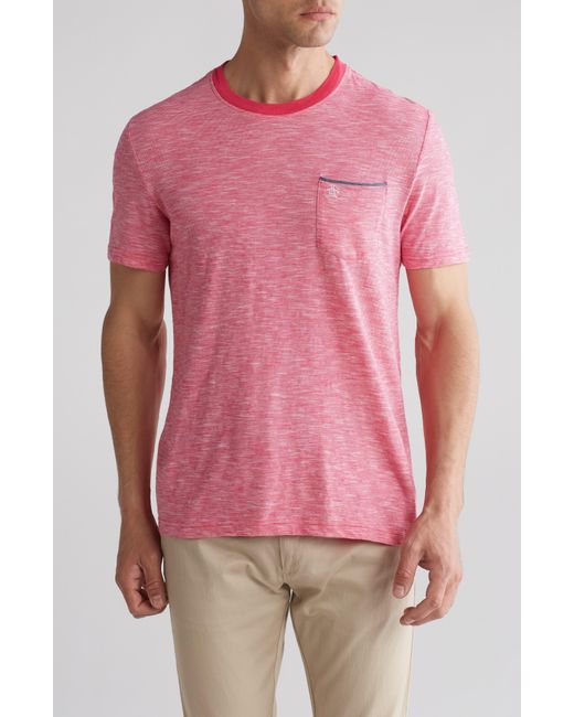 Original Penguin Pink Chambray Tipped Pocket T-shirt for men