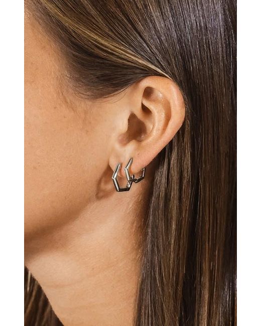 Sterling Forever Metallic Emmy Set Of 2 Geometric Hoop Earrings