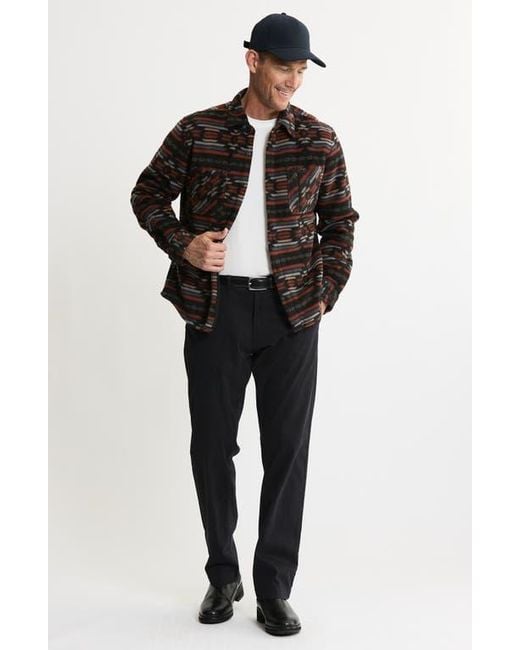 Jachs New York Black Geometric Jacquard Faux Shearling Lined Jacket for men