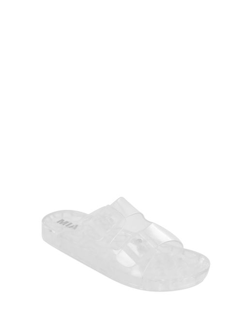 MIA White Jewel Double Strap Jelly Slide Sandal In Clear/transparent At Nordstrom Rack