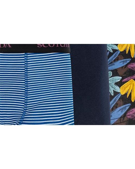Scotch & Soda Blue 3-Pack Cotton Stretch Trunks for men