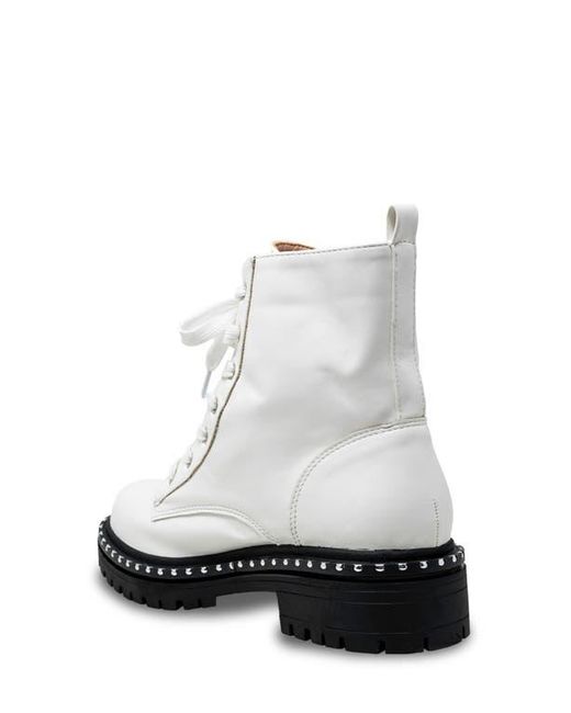 In Touch Footwear White Mira Studded Lug Combat Boot