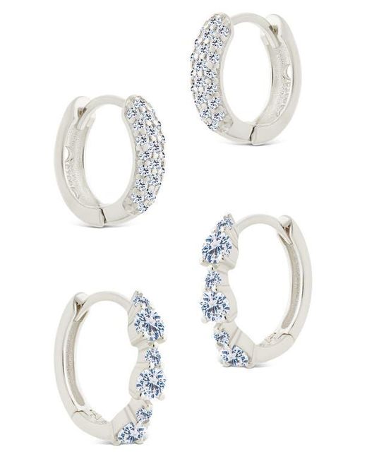 Sterling Forever White Set Of 2 Lioren Cubic Zirconia Hoop Earrings