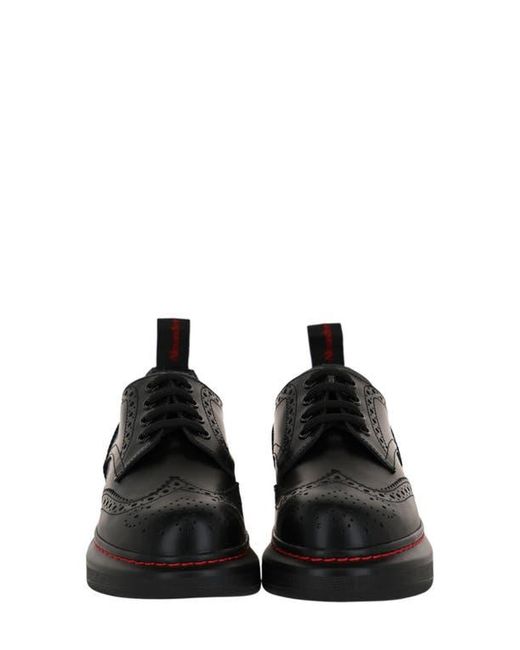 McQueen Black Liquid Brogue Derby