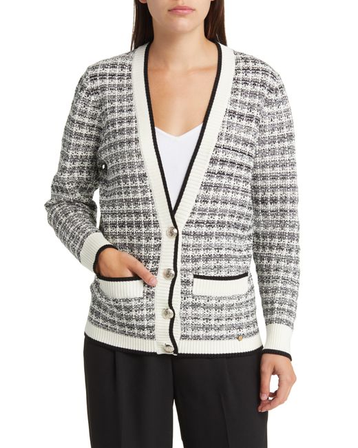 Ted Baker Gray Carmein Marled Check Cardigan