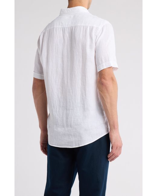 Rodd & Gunn White Waiheke Original Fit Short Sleeve Linen Button-up Shirt for men