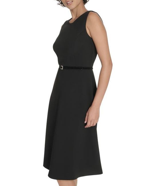 Tommy Hilfiger Black Sleeveless Scuba Crepe Midi Dress