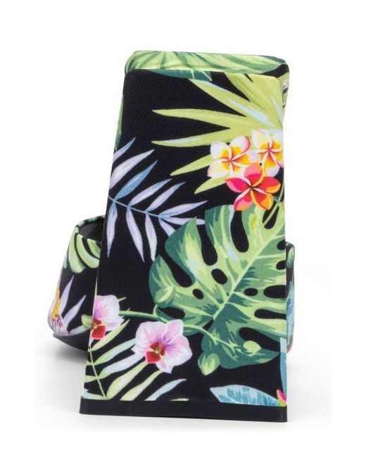 TORGEIS White Paradise Tropical Print Block Heel Sandal