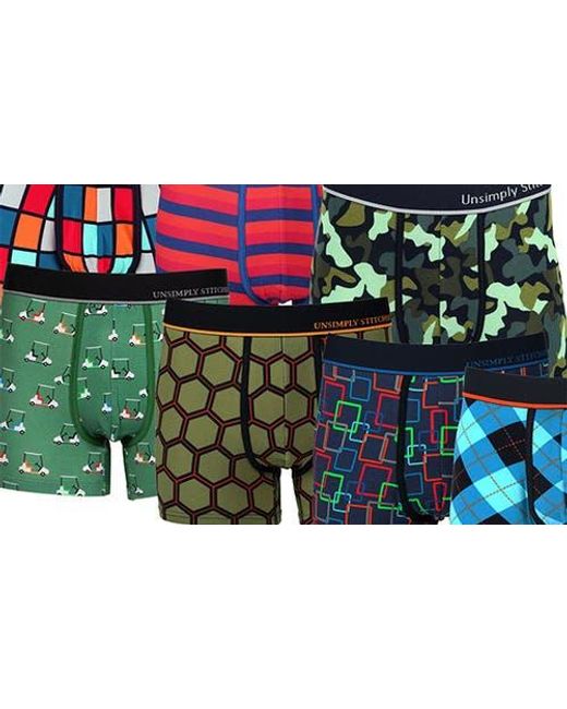 Unsimply Stitched Multicolor 7-Pack Assorted Stretch Cotton Trunks for men