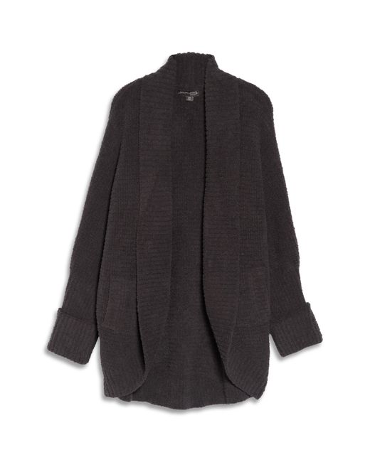 Barefoot Dreams Black Cozychic® Waffle Cocoon Cardigan In Carbon At Nordstrom Rack