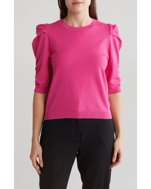 DKNY Pink Elbow Sleeve Crewneck Pullover
