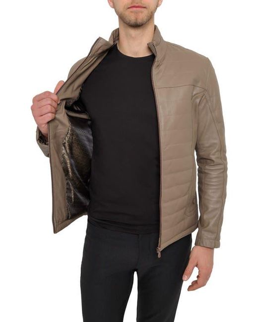 PINOPORTE Black Quilted Leather Jacket for men