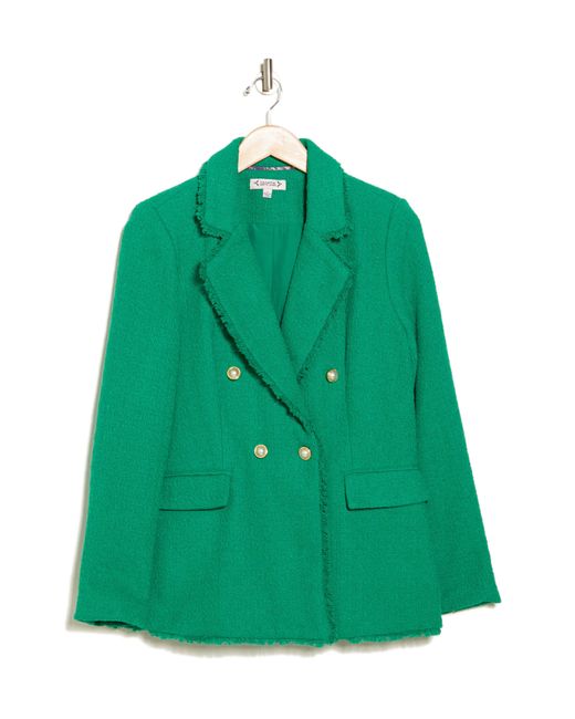Nanette Lepore Green Double Breasted Tweed Blazer