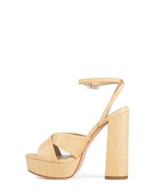 Black Suede Studio Natural Hannah Ankle Strap Platform Sandal