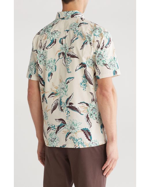 Kahala Natural Cereus Bloom Floral Cotton Short Sleeve Button-down Shirt for men