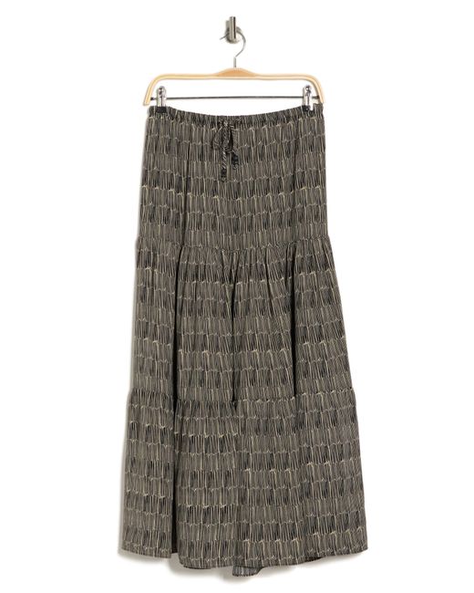 Adrianna Papell Brown Tiered Drawstring Maxi Skirt