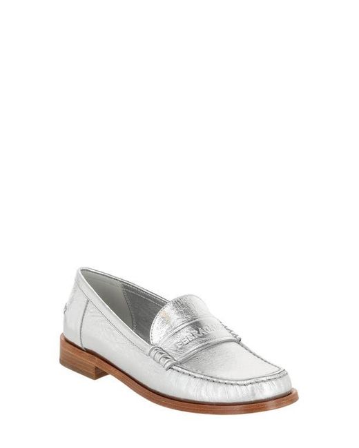 Ferragamo White Logo Debossed Loafer