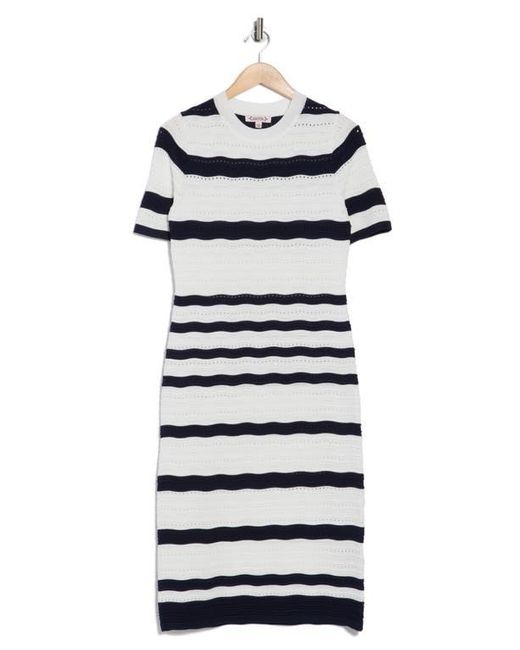 Nanette Lepore Multicolor Stripe Pointelle Stitch Sweater Dress