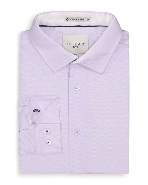 C-LAB NYC Purple Solid 4-way Stretch Dress Shirt In 56 Lavender At Nordstrom Rack for men