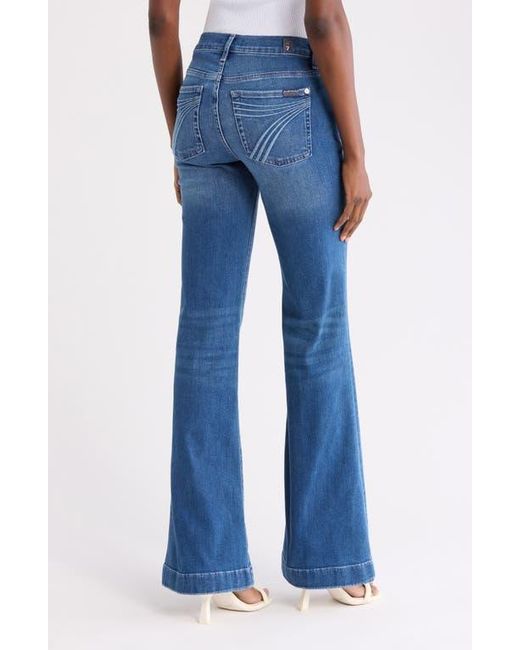 7 For All Mankind Blue Dojo Mid Rise Flare Jeans
