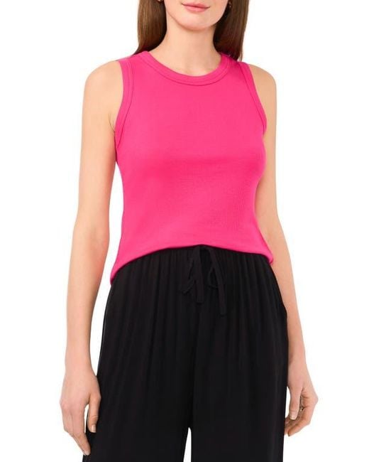 Halogen® Pink Fitted Ribbed Tank Top