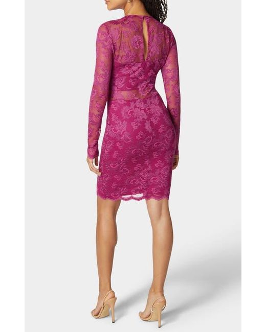 Bebe Lace Long Sleeve Cocktail Dress in Purple | Lyst