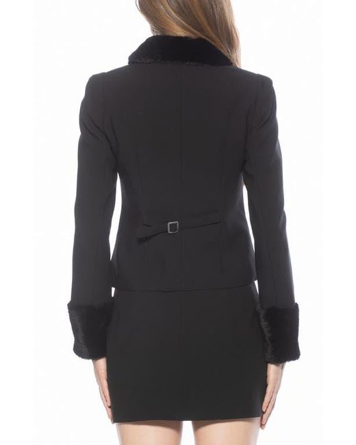 Alexia Admor Black Fran Faux Fur Trim Twill Jacket