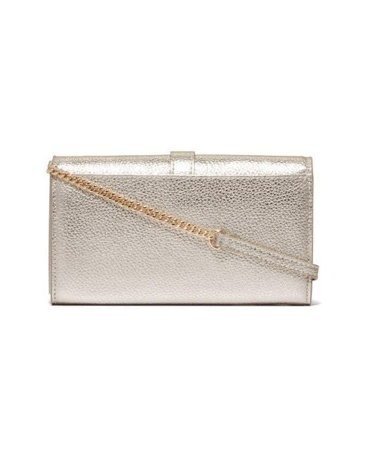 Cole Haan Metallic Pebble Leather Wallet On A Chain