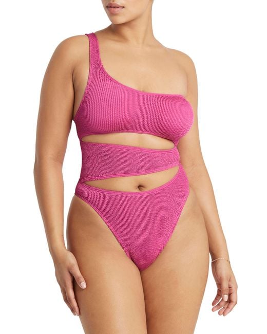 Bondeye Pink Rico Cutout One-shoulder One-piece Swimsuit