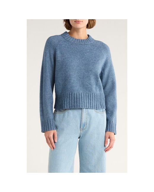French Connection Blue Crewneck Crop Sweater