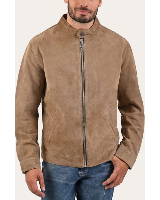 Frye Brown Cafe Leather Racer Jacket for men