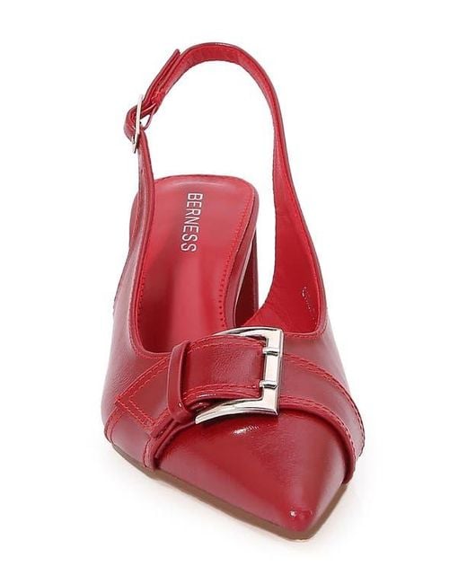 BERNESS Red Block Heel Slingback Pump