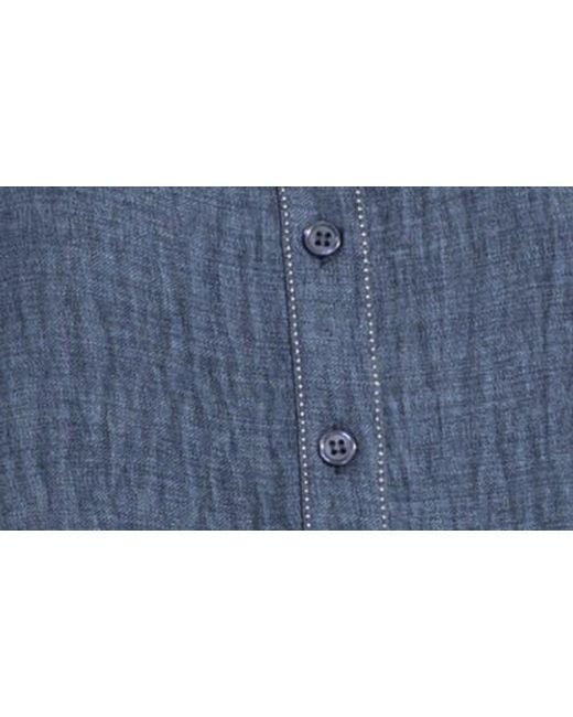 Max Studio Blue Button Placket Minidress