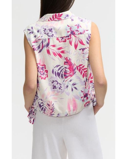 NVLT White Sleeveless Drawstring Hem Top