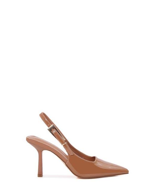 BERNESS Brown Honey Pointed Toe Slingback Pump