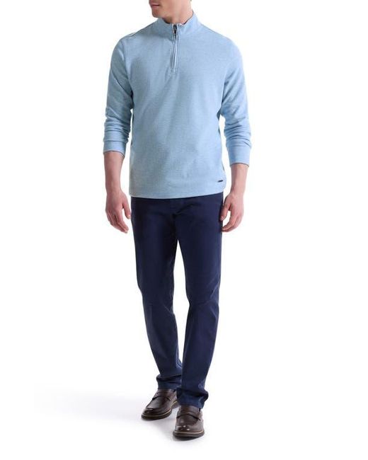 Bugatchi Blue Houndstooth Patern Quarter Zip Top for men