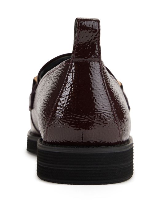 DKNY Black Crinkle Patent Buckle Loafer