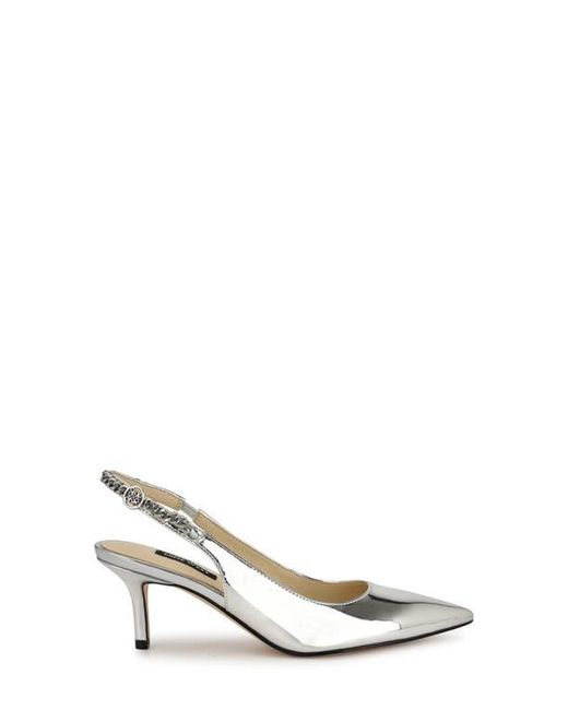 Nine West White Annae Slingback Pointed Toe Pump