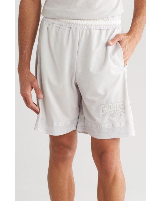Crooks and Castles Gray Printed Mesh Shorts for men
