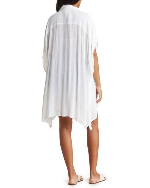 Boho Me Blue Sharkbite Button-Up Coverup