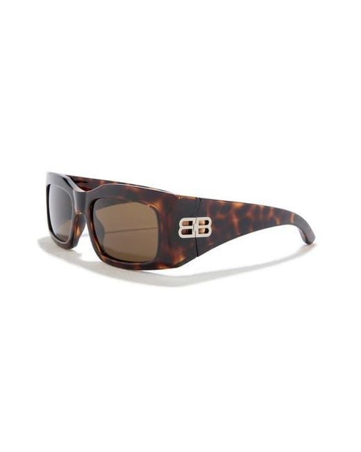 Balenciaga Brown Rectangular Sunglasses