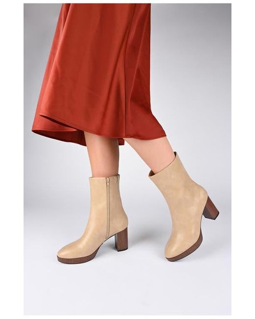 Journee Collection Natural Romer Tru Comfort Platform Bootie