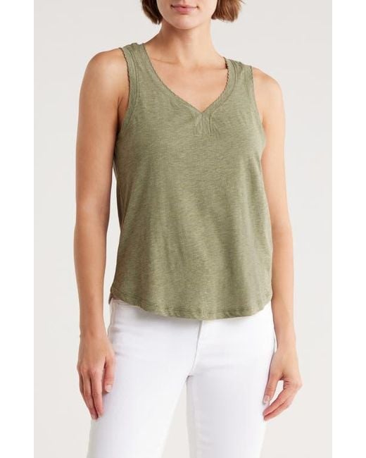 Democracy Green Scallop Trim Shell Tank Top